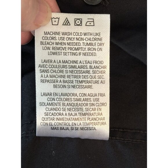 Calvin Klein Womens Slim Fit Stretch Button Up Career Top Sz 16 Black Minimalist - Picture 6 of 8